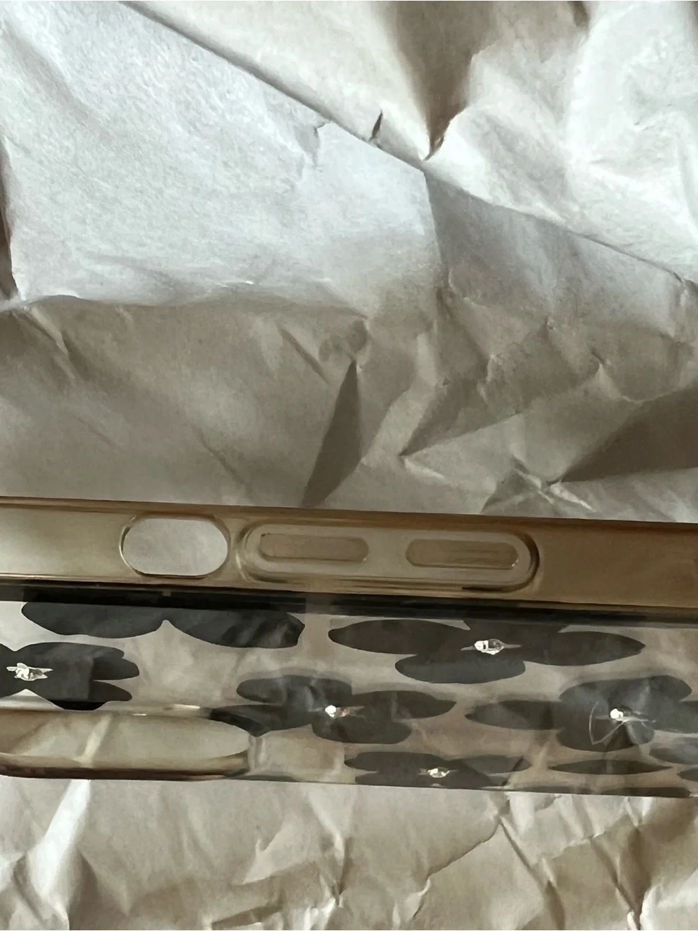 kate spade Black Floral Clear Phone Case with Gold Logo